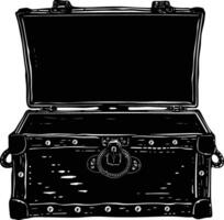 AI generated Silhouette Treasure Chest open black color only vector