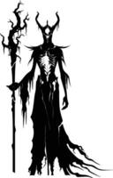 AI generated Silhouette undead lich black color only full body vector