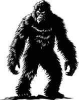 AI generated Silhouette Yeti the Mythical Creature ancient beast black color only vector