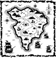 AI generated Silhouette Treasure Map black color only vector