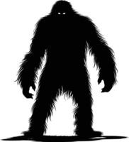 AI generated Silhouette Yeti the Mythical Creature ancient beast black color only vector