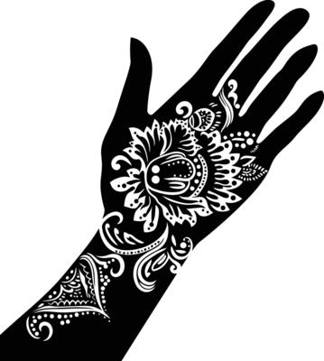 AI generated Silhouette wrist with henna tattoo mandala tattoo black color only