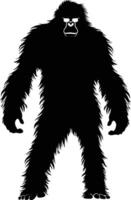 AI generated Silhouette Yeti the Mythical Creature ancient beast black color only vector