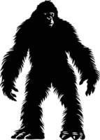 AI generated Silhouette Yeti the Mythical Creature ancient beast black color only vector