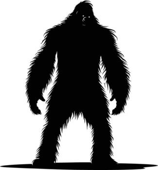 AI generated Silhouette Yeti the Mythical Creature ancient beast black color only vector