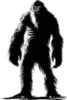 AI generated Silhouette Yeti the Mythical Creature ancient beast black color only vector