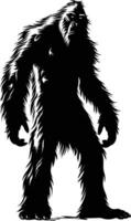 ai generado silueta yeti el mítico criatura antiguo bestia negro color solamente vector