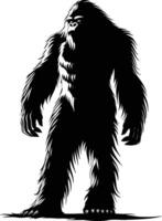 AI generated Silhouette Yeti the Mythical Creature ancient beast black color only vector