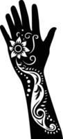 AI generated Silhouette wrist with henna tattoo mandala tattoo black color only vector