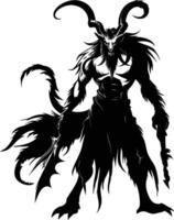 AI generated Silhouette Xiezhi or haetae the Mythical Creature ancient beast black color only vector