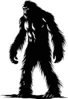AI generated Silhouette Yeti the Mythical Creature ancient beast black color only vector