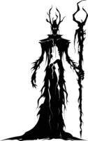 AI generated Silhouette undead lich black color only full body vector