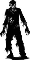 AI generated Silhouette zombie black color only full body vector