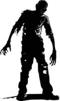 AI generated Silhouette zombie black color only full body vector