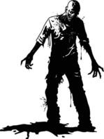 AI generated Silhouette zombie black color only full body vector