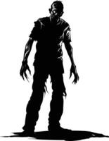 AI generated Silhouette zombie black color only full body vector