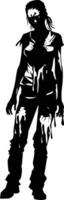 AI generated Silhouette zombie women black color only full body vector