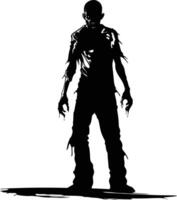 AI generated Silhouette zombie black color only full body vector