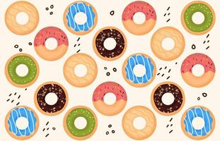 Seamless Donut Pattern with Luscious Glazed Toppings Ideal for Fabric Textile Packaging Wrapping Paper Banners Stationery and Digital Designs vector