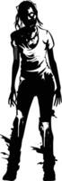 AI generated Silhouette zombie women black color only full body vector