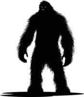 AI generated Silhouette Yeti the Mythical Creature ancient beast black color only vector