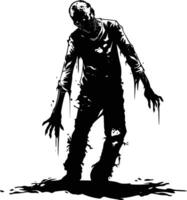 AI generated Silhouette zombie black color only full body vector