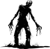 AI generated Silhouette zombie black color only full body vector