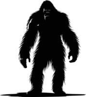 AI generated Silhouette Yeti the Mythical Creature ancient beast black color only vector