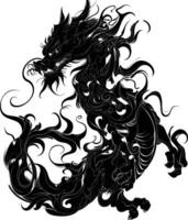 AI generated Silhouette Xiezhi or haetae the Mythical Creature ancient beast black color only vector