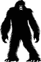 AI generated Silhouette Yeti the Mythical Creature ancient beast black color only vector