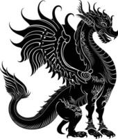 AI generated Silhouette Xiezhi or haetae the Mythical Creature ancient beast black color only vector