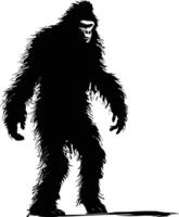 AI generated Silhouette Yeti the Mythical Creature ancient beast black color only vector