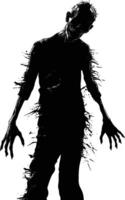 AI generated Silhouette zombie black color only full body vector