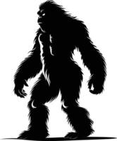 AI generated Silhouette Yeti the Mythical Creature ancient beast black color only vector