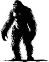 AI generated Silhouette Yeti the Mythical Creature ancient beast black color only vector