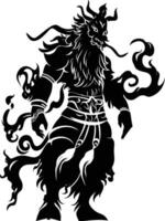 AI generated Silhouette Xiezhi or haetae the Mythical Creature ancient beast black color only vector