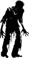 AI generated Silhouette zombie black color only full body vector