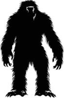 AI generated Silhouette Yeti the Mythical Creature ancient beast black color only vector