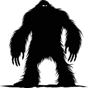 AI generated Silhouette Yeti the Mythical Creature ancient beast black color only vector