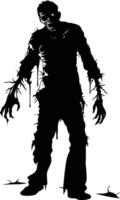 AI generated Silhouette zombie black color only full body vector