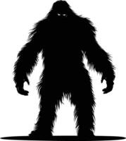 AI generated Silhouette Yeti the Mythical Creature ancient beast black color only vector