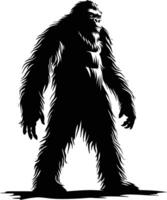 AI generated Silhouette Yeti the Mythical Creature ancient beast black color only vector