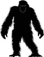 AI generated Silhouette Yeti the Mythical Creature ancient beast black color only vector