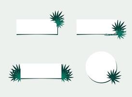 cuadrado y circulo marco decorado con tropical verde hojas plano vector ilustración aislado en blanco antecedentes. natural frontera para invitación tarjeta.