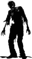 AI generated Silhouette zombie black color only full body vector