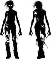 AI generated Silhouette zombie women black color only full body vector