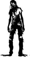 AI generated Silhouette zombie women black color only full body vector