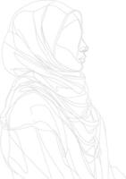 AI generated aesthetic women hijab continuous line art style symbol of women days vector