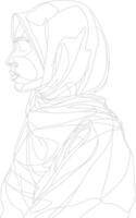 AI generated aesthetic women hijab continuous line art style symbol of women days vector