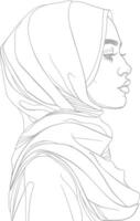 AI generated aesthetic women hijab continuous line art style symbol of women days vector